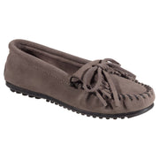 Minnetonka Moccasin Kilty Hardsole Moc Slip-On Shoes for Ladies - Grey - 9M