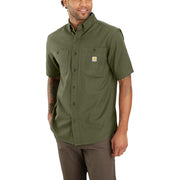 Carhartt Rugged Flex Relaxed-Fit Midweight Canvas Short-Sleeve Shirt for Men - Basil - XL