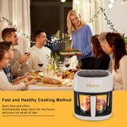 Bluebow 5 Quart Air Fryer with 360 Degrees Viewing Glass Pot, White