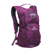 Teton Oasis Hydration Backpack, 18L Capacity, Plum Purple, Lightweight Water Pack with 2L Bladder, Sewn-in Rain Cover, Adjustable Straps, Ambidextrous Hydration Ports, 3218PL