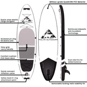 Roc Outdoors Polar Series, 10ft Inflatable Stand Up Paddle Board, Charcoal With Kayak Seat