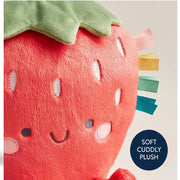 Itzy Ritzy Sweetie Snuggles Plush Toy Strawberry Soft Stuffed Animal with Sensory Ribbons