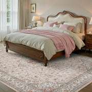 SIXHOME WM-FHJC-9x12-PINK 9x12 Feet  Traditional Distressed Vintage Pink Rug with Retro Floral Design, Aesthetic-Pink
