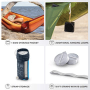 CORE Single Camping Hammock, Durable 300-Thread Diamond Ripstop Nylon, 500 lb Capacity, Quick 2-Minute Setup, Electric Green, Includes Tree Straps and Carry Bag, 40285