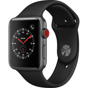 Apple Watch Gen 3 Series 3 Cell 42mm Space Gray Aluminum - Black Sport Band MTGT2LL/A