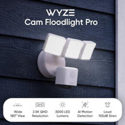 WYZE WYZECFLP Floodlight Camera Pro, PCMag Editors Choice 3000-Lumen LEDs, 2.5K HD Outdoor Security Camera, White