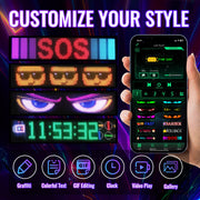 L04baby Ojos LED Para Carro Automotive Decorative Lighting, Customizable Devil Eyes Light, 52in x 7.5in, Flexible Animated LED Display with App and Remote Control