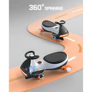 FanttikRide N7 Pro 12V Electric Wiggle Car, 2-in-1 Kids Ride-On Toy with Pedal, Bluetooth Speaker, Penguin Black