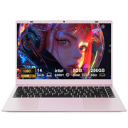 RNRUO 14in Pink Ultrabook Laptop, Intel Pentium Gold 6500Y 3.4GHz, 8GB DDR3 RAM, 256GB SSD, FHD IPS Display, Windows 11, Office 2024, WiFi 5, Bluetooth 5.0