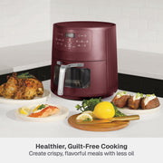 Thyme & Table 6 Quart Air Fryer with ThymeCrisp Technology, Ceramic Nonstick Basket, 1800W, Red