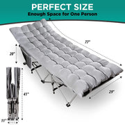 ZoneTech TA0013 Folding Camping Cot and Cot Pad Set for Outdoor Camping and Travel, Gray