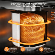 Patbrela Bread Maker Machine, 25 Preset Programs, 2LB Capacity, Stainless Steel, Brown, Digital Touchscreen, 3 Crust Colors, 3 Loaf Sizes, 15-Hour Timer, Keep Warm Function
