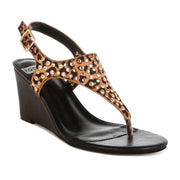 Rag & Co Oidah Women's Leopard Print Studded Wedges Sandals, 3.5-in Heel, Buckle Closure, RCSH5630 LEOPARD