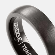 The Ridge Tungsten Ring for Men, 6mm Rounded Gunmetal, Scratch-Resistant, Durable with Silicone Band
