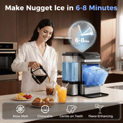 Patbrela Countertop Ice Maker, Nugget Ice, 44 lb Daily Output, Self-Cleaning, Dual Water Tank, Brown, IC002