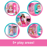 Mattel Barbie Chelsea Pop-Up Dollhouse with 5 Play Areas, 15+ Accessories, Small Doll and Pet Pup, Multicolor, 17 x 13 in
