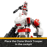 LEGO Star Wars Clone Shock Trooper Mech Toy, 151 Pieces, Poseable Battle Mech with Blaster Rifle and Stud Shooter, Includes Minifigure, Ages 6+, 6588634