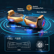 TCDJTC LBW12A Kids 9mph Max Speed Hoverboard with LED Lights & Bluetooth Speakers, ROSE18