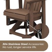 Loyalice Adirondack Swivel Glider Chair, HDPE Resin, Brown, Outdoor Patio Seating