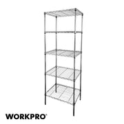 WorkPro 5-Tier Chrome Slim Wire Storage Shelves, Adjustable Steel Unit, Silver