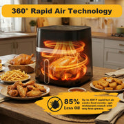 Bluebow 8QT Air Fryer, 8-in-1 Electric Hot Oven with Digital LED Touchscreen, Visible Window, Black