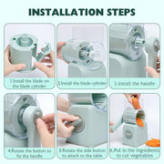 FANGNISN Rotary Cheese Grater, Hand Crank Multi-Purpose Vegetable Shredder with 3 Replaceable Stainless Steel Blades, Green