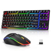 Cshidworld KM99  Wireless Keyboard and Mouse Combo, 87-Key Rechargeable Gaming Keyboard and Mouse Set, for Windows Desktop Laptop PC
