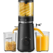 TUUMIIST TM-580SJ Cold Press Juicer, Slow Squeeze Technology, 5.3-Inch Extra-Large Feed Chute, 300W Motor, BPA-Free, Black