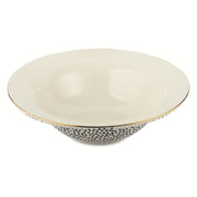 Thyme & Table Dot Ceramic 3-Piece Serve Bowl Set, Black and White Dotted Design, Includes Wooden Serving Spoons