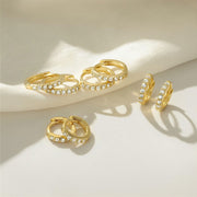 APSVO 18K Gold Plated Hoop Earrings Set, 4 Pairs, Cubic Zirconia, Small Huggie Cartilage Earrings, Hypoallergenic, Multiple Sizes
