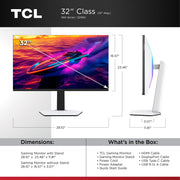 TCL 32R84 32'' R84 Series 4K UHD HDR QD-Mini LED Gaming Monitor, 165Hz Refresh Rate