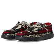 Hey Dude Wally Holiday Cheers Men's Slip-On Loafers, Lightweight Textile Upper, Elastic Laces, Black/Multi, 9M, 41862-0C4