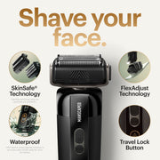 MANSCAPED Chairman Pro Precision Pack Electric Foil Face Shaver and SkinSafe Stubble Trimmer with Power Shave Gel, Black, 70-00056