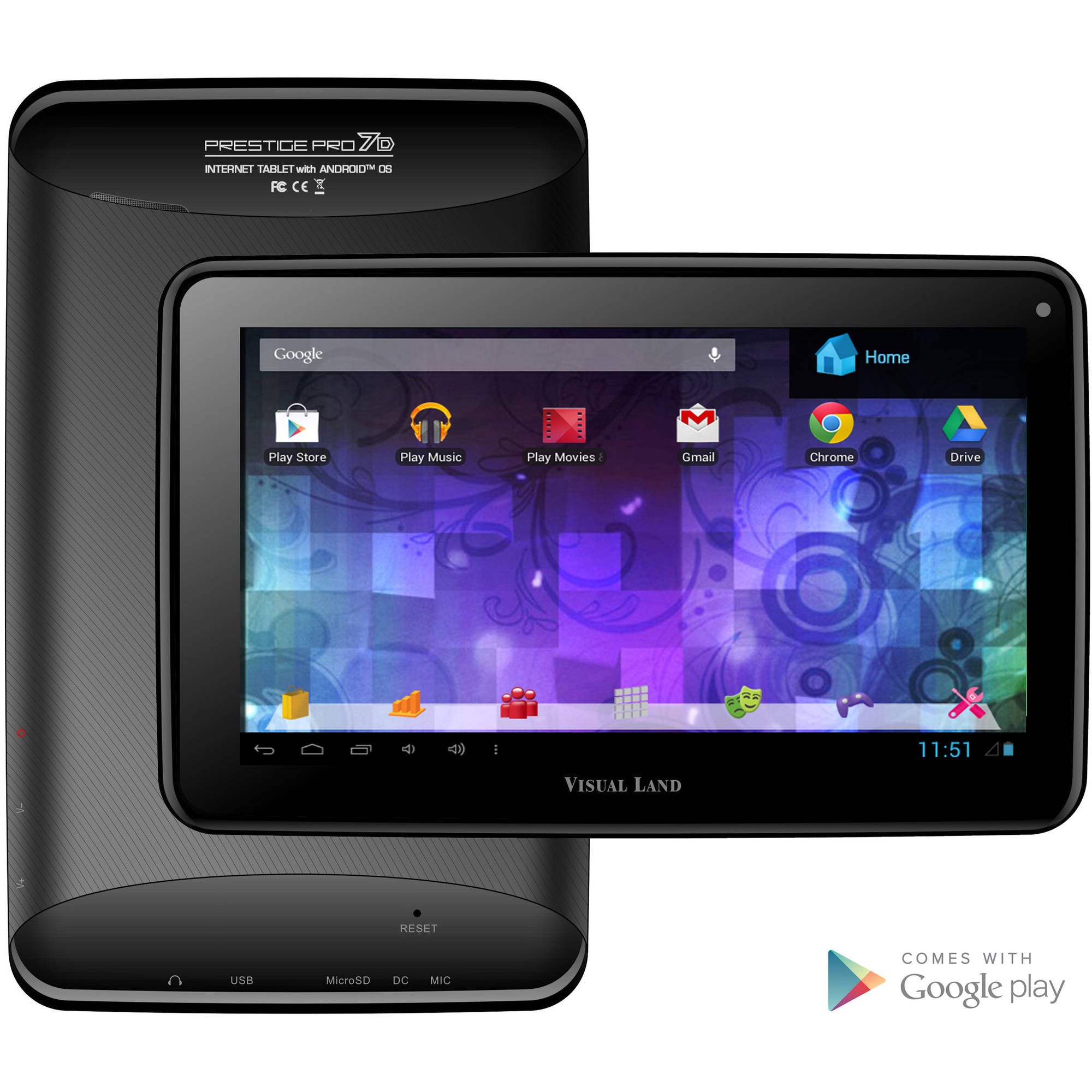 Visual Land ME10Q8KCBLU Prestige Elite 10.1" Tablet 8GB Quad Core Keyb ...
