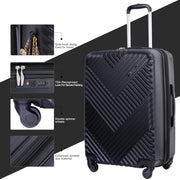 Travelhouse TH23088BK 3 Piece Hardshell Expandable Luggage Set, Black