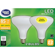 Great Value GVBR408527DE2 14 Watts Floodlight Lamp E26 Medium Base LED Light Bulb, 2 Count