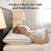 Fcinos Bed Pillows, Queen Size, 2 Pack, Duck Feather and Shredded Memory Foam, Soft Hotel-Style Gusseted Design