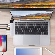 Sanho Hyper NET 6-in-2 USB-C Docking Station, 4K30Hz HDMI, Gigabit Ethernet, 40Gbps Data Transfer, 100W Power Delivery, Aluminum, Silver, GN28N-SILVER