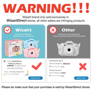 Wisairt X2 Kids 1080P 8MP HD Digital Video Camera with 32GB SD Card (Pink, Dolphin)