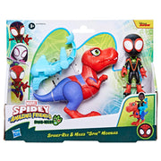 Hasbro Spidey and His Amazing Friends Dino-Webs Spidey-Rex and Miles Spin Morales Action Figure Set, 6-Inch and 4-Inch