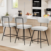 Hommpa Swivel Bar Stools Set of 3, Counter Height 26 in, Beige Linen Upholstered, Metal Legs with Footrest, Wide Seat