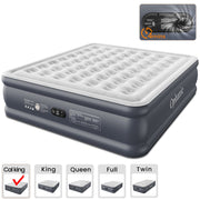 Ophanie Cal King Air Mattress, 18in Thick Puncture Resistant PVC, Built-in Pump, Quick Inflation/Deflation, Gray