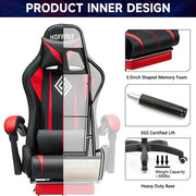 Hoffree PBX289513 Gaming Massage Chair with Bluetooth Speakers, LED Lights and Footrest