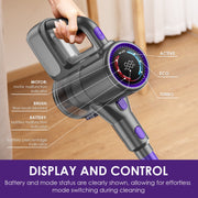 Suirviz U8 Cordless Stick Vacuum Cleaner, 40KPA Suction, 35-Minute Runtime, Green LED Light, Lightweight, Self-Standing, HEPA Filtration, Handheld for Pet Hair, Carpet and Hard Floors