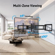 MountFTV Full Motion TV Wall Mount for 42-97 Inch TVs, 150 lbs Capacity, 40.1 Inch Extension Articulating Arms, Swivel and Tilt, Max VESA 800x400mm, Black Alloy Steel