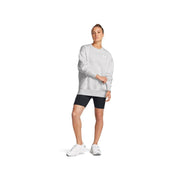 Under Armour UA Icon Fleece Women's Oversized Crew Pullover Sweater, Distant Gray Medium Heather White, X-Small, 1379475-023-XS