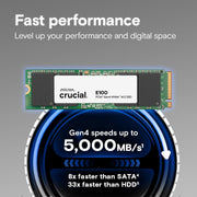 Crucial E100 480GB PCIe 4.0 Gen4 NVMe M.2 2280 Internal Solid State Drive, Up to 4700MB/s Read Speed, High-Speed Storage for Laptop and Desktop, CT480E100SSD8