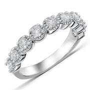 JeenMata RHJGCVDBANDMG1mns7 Lab Grown Diamond Round Prong Set Vintage Anniversary Ring, 18K White Gold Plated Brass Band, Size 7
