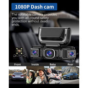 YUINWEN W6 360 View 4 Channel Car Dash Camera with Front, Rear, Left, Right FHD Cameras