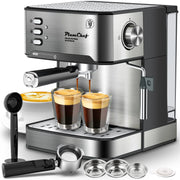 Geek Chef EM01 Plum Chef Espresso Machine, Black & Silver